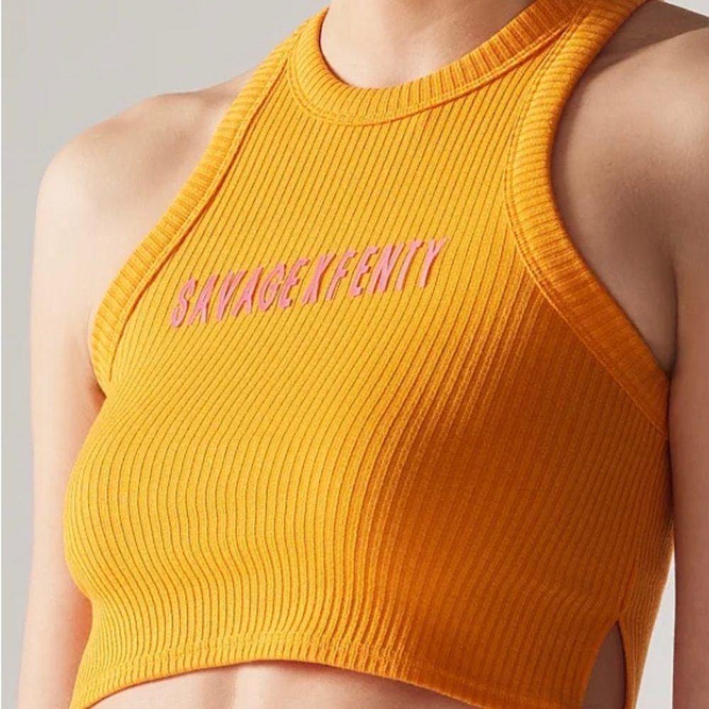 🆕 Savage X Fenty Orange Heavy Ribbed Cropped Tank - Size: S